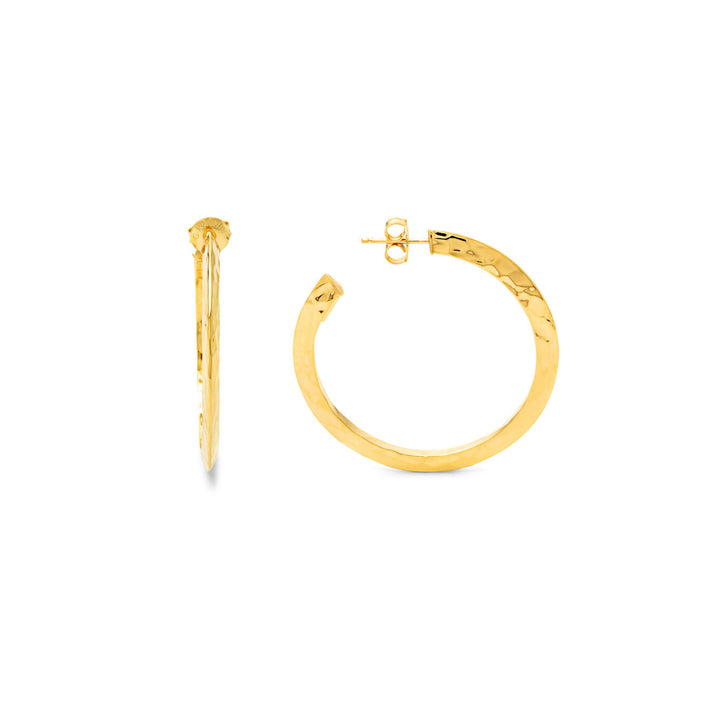 Giovanni Raspini Circle Earrings Blade Light Large Silver 925 Finish Pvd Gold Yellow 12105