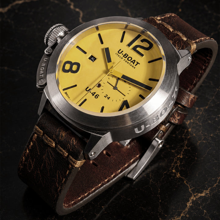 Klasyczny zegarek U-BOAT U-46 46mm beżowy automatyczny ze stali 4647