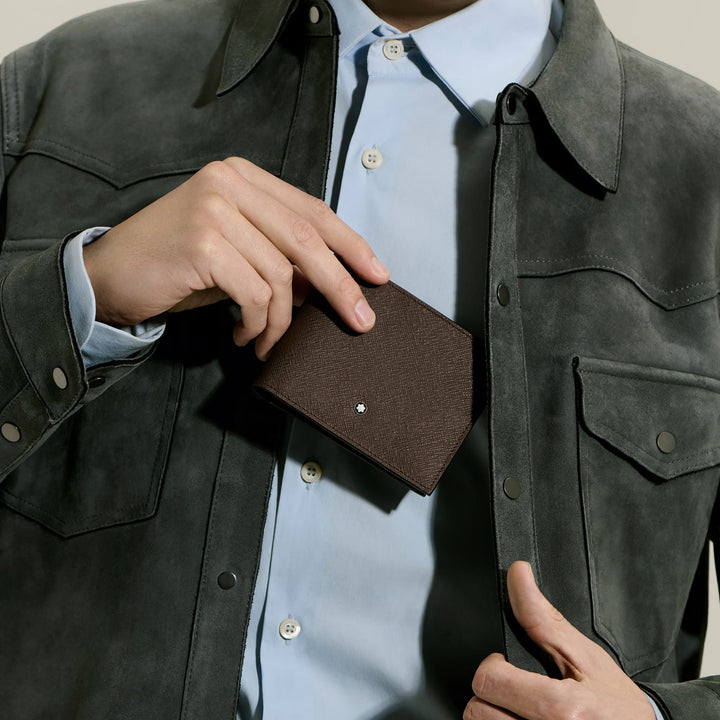 Montblanc 6cc-es ébenfa Sartorial bőr pénztárca 222995