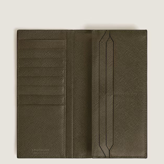 Portefeuille long Montblanc 14 poches Sartorial cuir kaki 221364