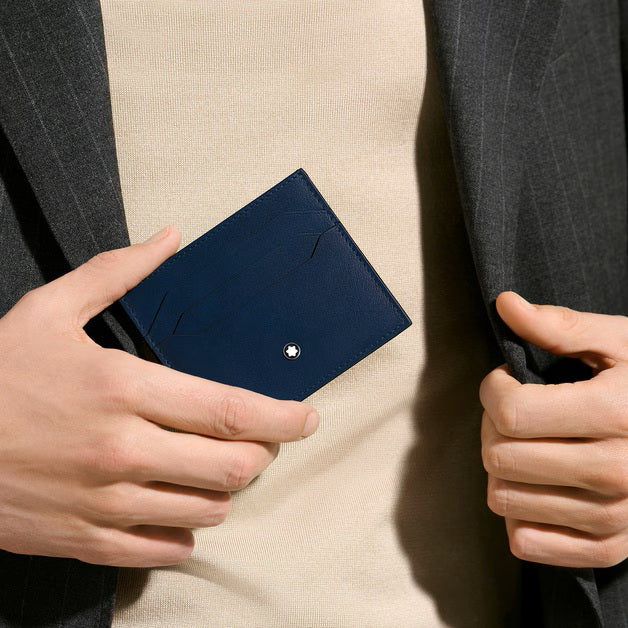 블루 마이스터스튁 가죽 몽블랑 6포켓 카드 지갑 221664