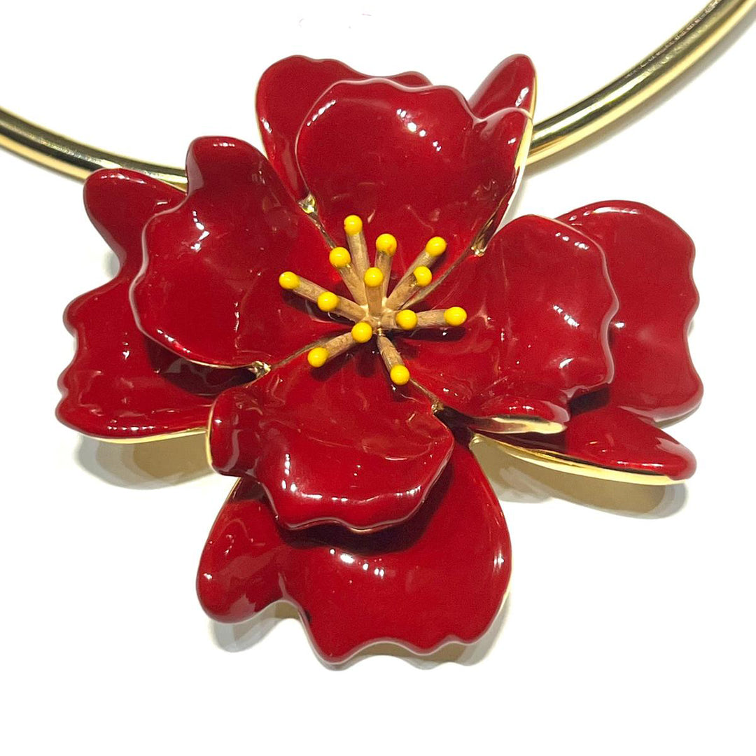 Federica Rossi necklace CHRISTER FIRE 8 petals bronze bronze pvd yellow gold 18kt red enamel fr.co.29