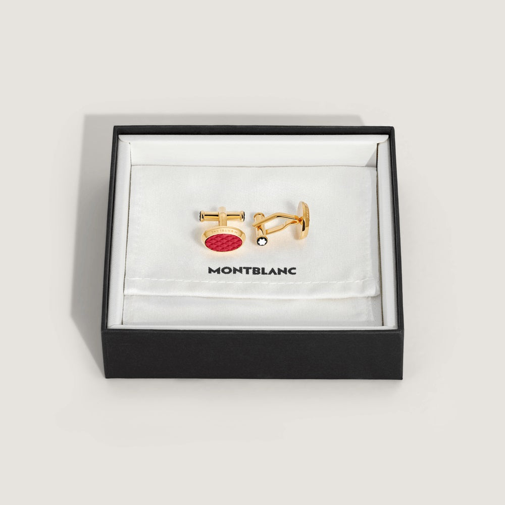 Montblanc oval Meisterstück cufflinks steel PVD yellow gold finish 134469