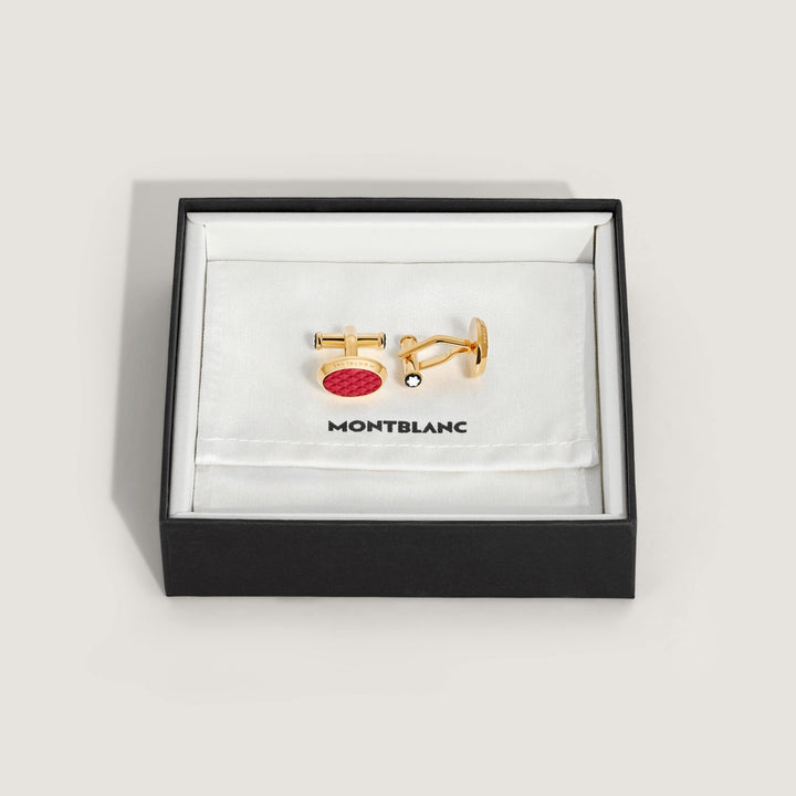 Montblanc oval Meisterstück cufflinks steel PVD yellow gold finish 134469