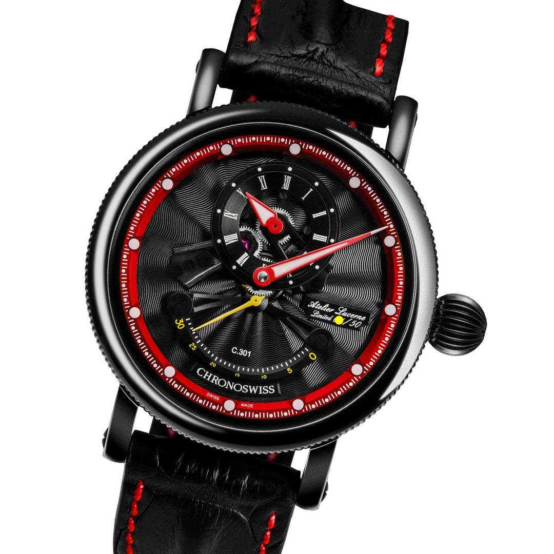 Chronoswiss Open Gear Clock Resec Limited Edition 50pezzi 44 mm czarna automatyczna stalowa stal DLC