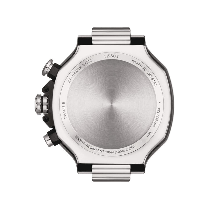 Chronograf tkáně TISSOT T-rasy 45 mm černé křemenné křemenné hodinky T141.417.11.051.01