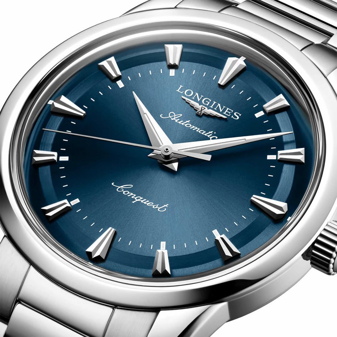 Longines Conquest Heritage Relógio automático azul de 38 mm em aço L1.649.4.92.6