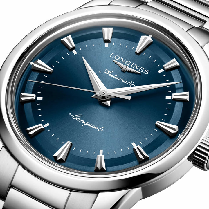 Longines Conquest Heritage Relógio automático azul de 38 mm em aço L1.649.4.92.6
