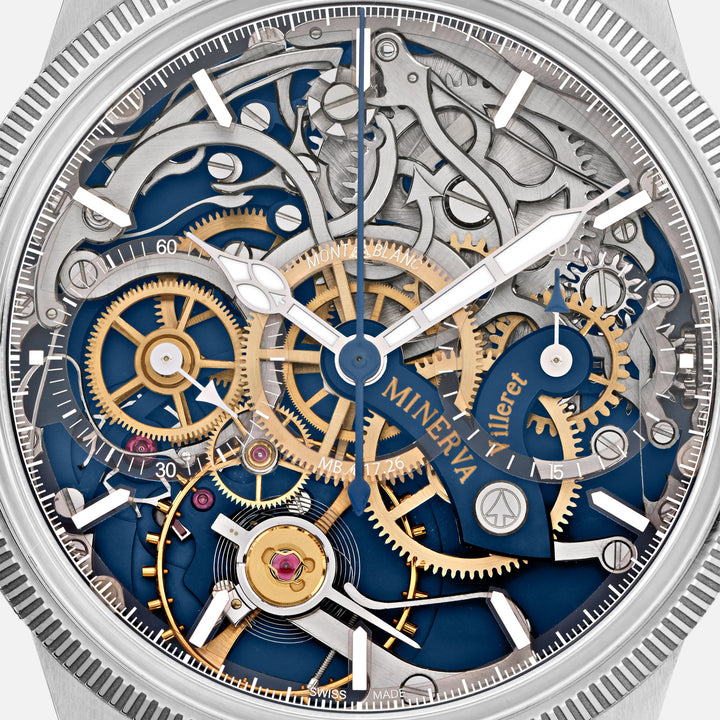 Montblanc Clock 1858 The unveiled minerva chronograph limited edition - 100 specimens 43mm skeletal manual steel 133296