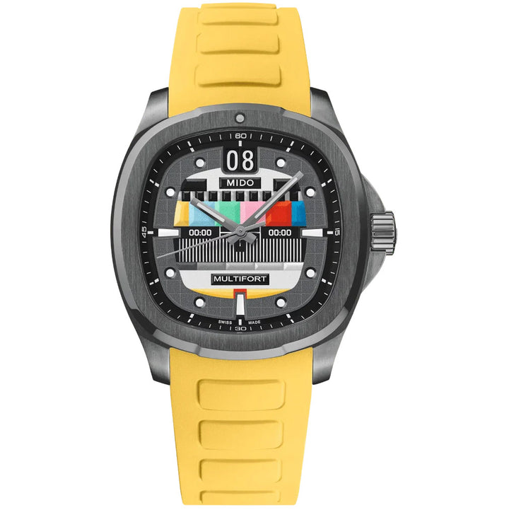 Montre Mido Multifort TV Big Date S01E02 40mm automatique acier gris finition PVD anthracite M049.526.33.081.01