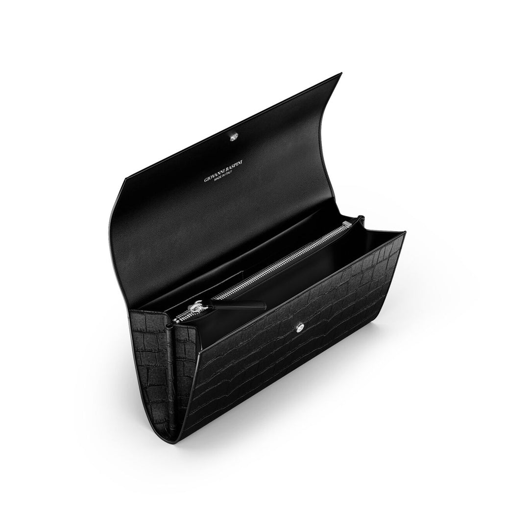 Giovanni Raspini selva continental couro croco preto bronze branco L0026