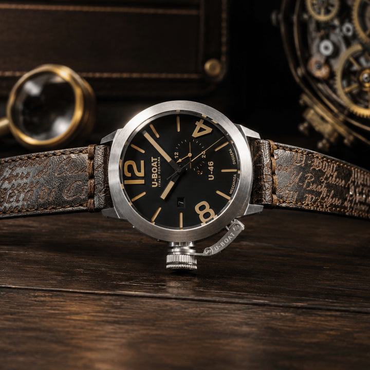 ساعة U-BOAT الكلاسيكية U-46 قطر 46 ملم، سوداء، أوتوماتيكية، فولاذ 4646