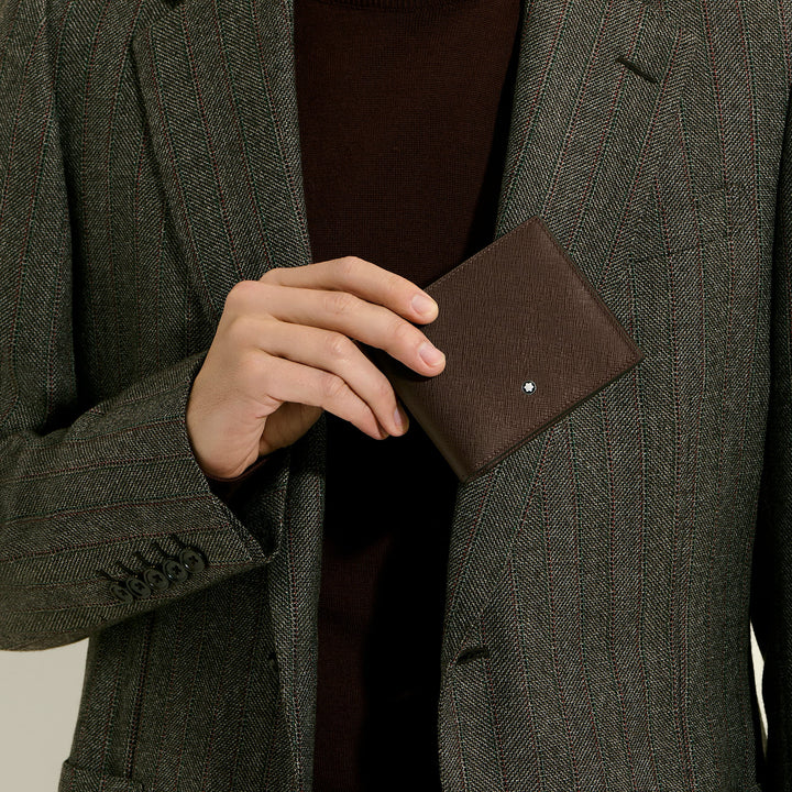 Carteira Montblanc com 8 bolsos em couro Sartorial cor ébano 223023