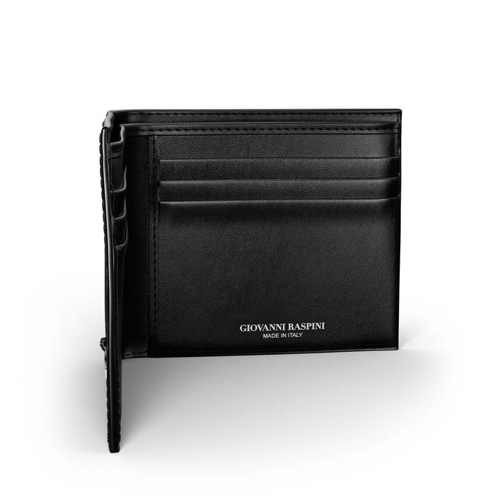 Carteira de couro croco preto Giovanni Raspini 925 prata L0024
