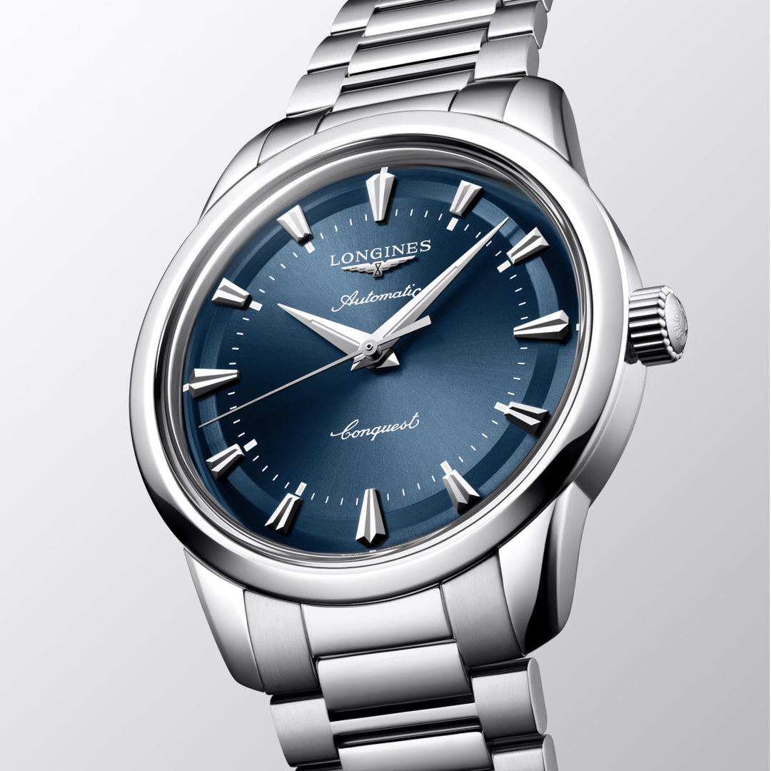 Relógio automático Longines Heritage 40 mm em aço azul L1.650.4.92.6