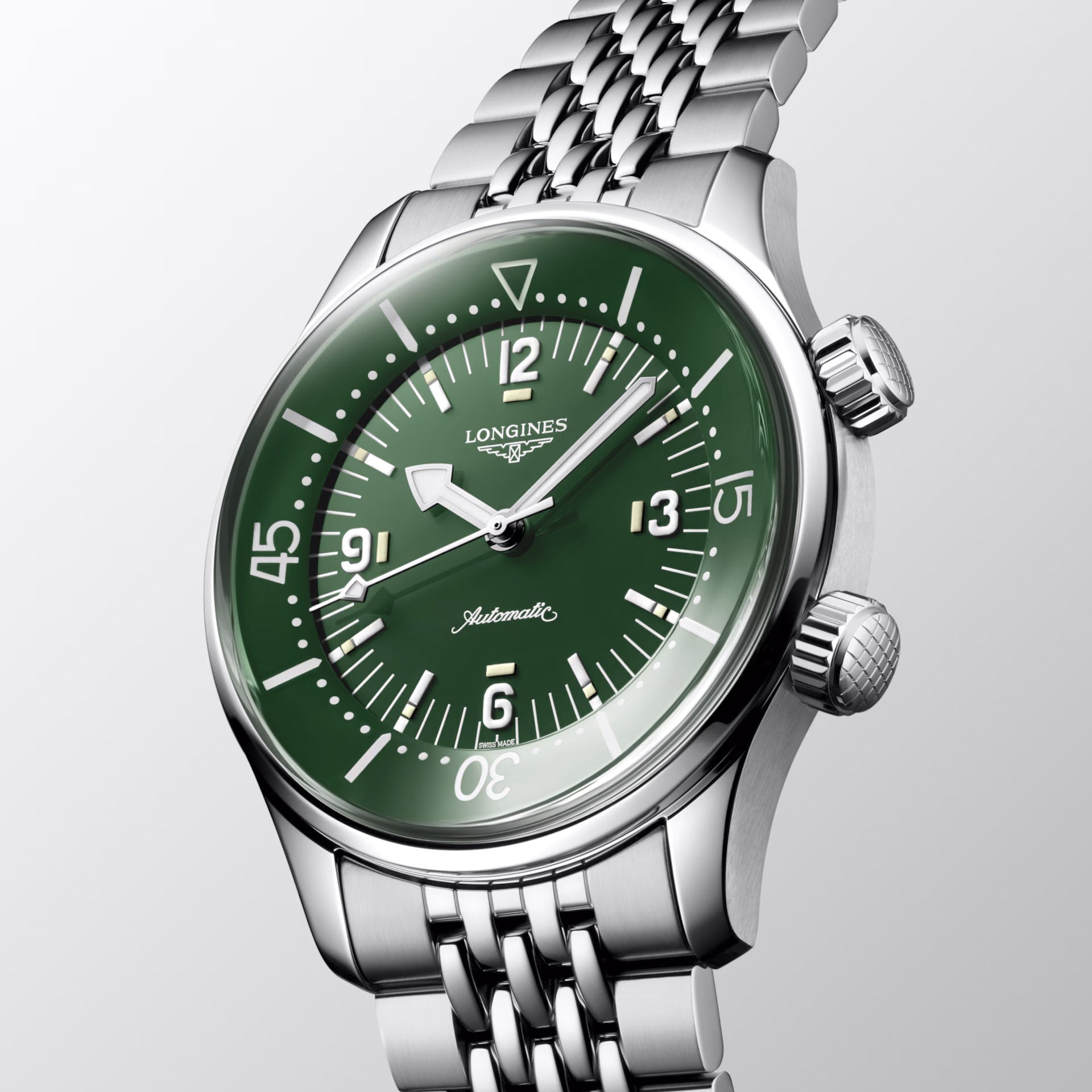 ロンジン レジェンド ダイバー 39mm グリーン 自動巻き スチール