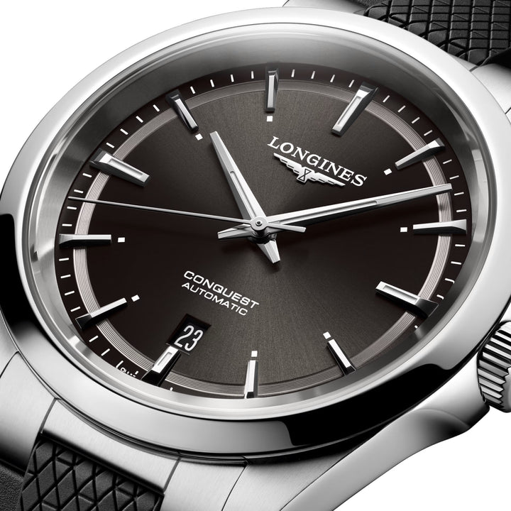 Longines Conquest 41mm black automatic steel watch L3.830.4.52.9