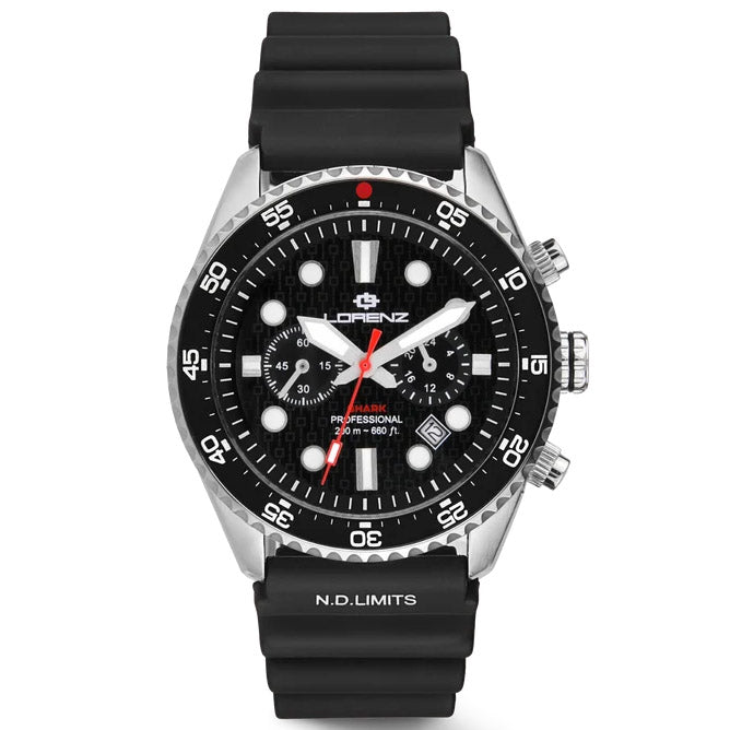 Lorenz Shark 5 Chrono 42 mm siyah kuvars çelik saat 030285AA