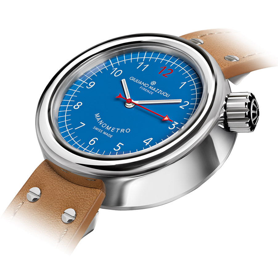 Giuliano Mazzuoli klokke Manometer 45mm blå automatisk stål MRP03N