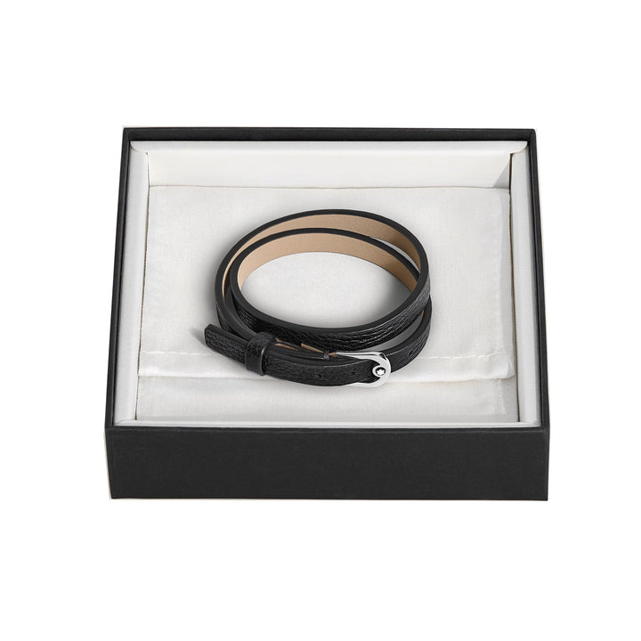 Montblanc justerbart Horseshoe lær armbånd med svart narv 222738