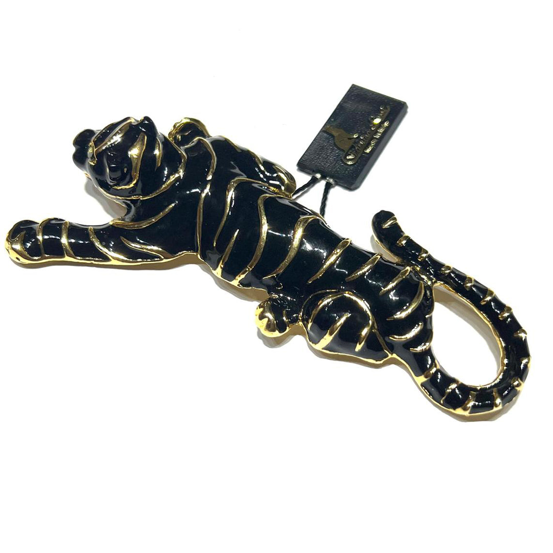 Federica Rossi broche pantera bronze acabamento PVD esmalte em ouro amarelo 18kt FR.SP.04