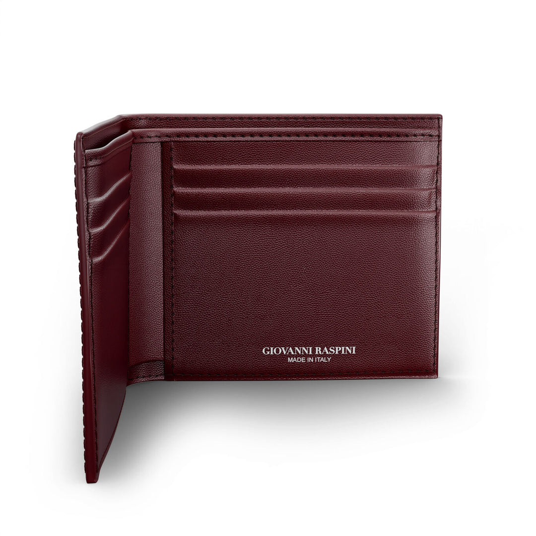 Carteira Giovanni Raspini couro croco bordô 925 prata L0031