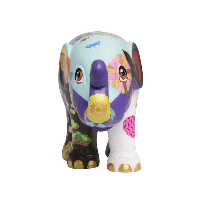 Elephant Parade elephant Happy Kiku 15cm Limited Edition kirjoittanut Chris Chun UK National Tour 2013 HAPPY KIKU 15