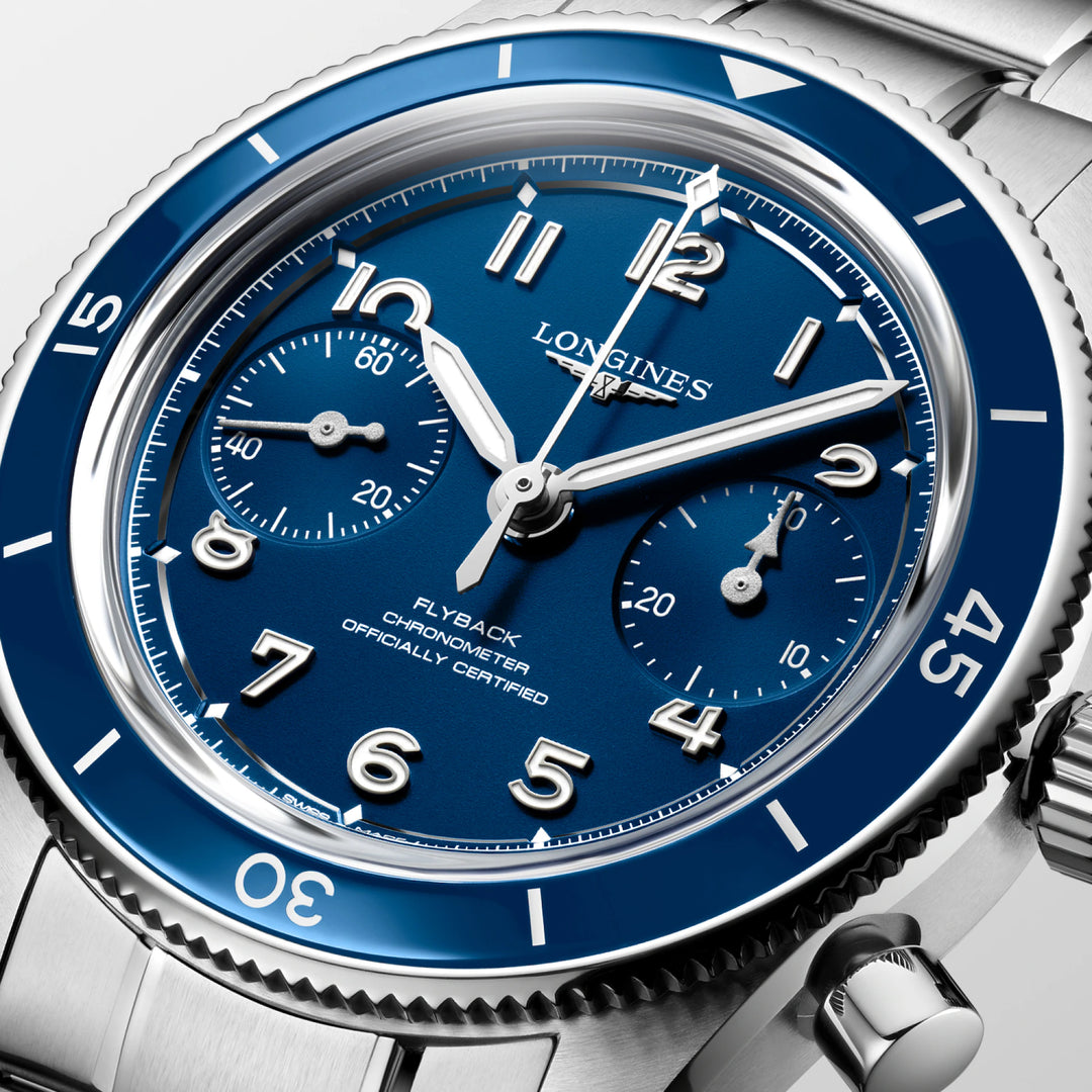 Ceas Longines Spirit Pilot Flyback 39,5 mm albastru cu bobinare manuală oțel L3.721.4.93.6