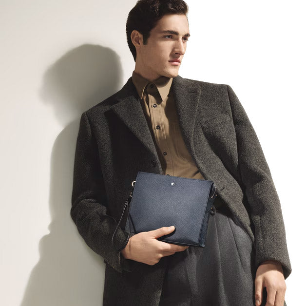 Montblanc clutch bag tailorial tweed blue 220428