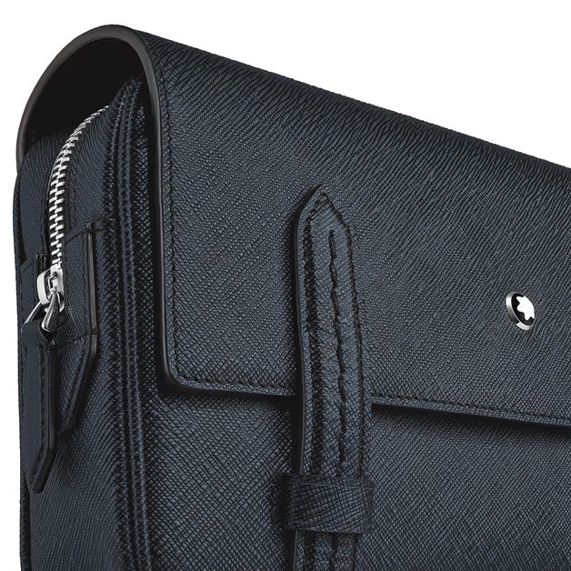 Montblanc blue tweed Sartorial leather shoulder bag 220423