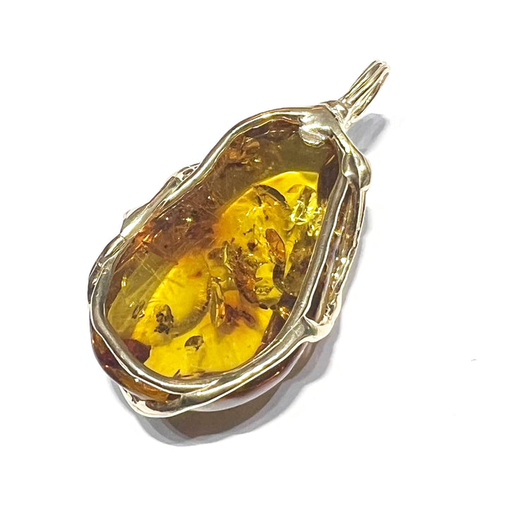 Capodagli ciondolo Ambra montatura in argento 925 finitura PVD oro giallo AC 00358