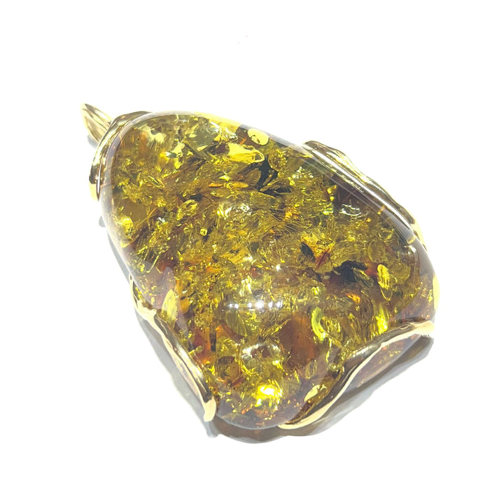 Capodagli ciondolo Ambra montatura in argento 925 finitura PVD oro giallo AC 00271