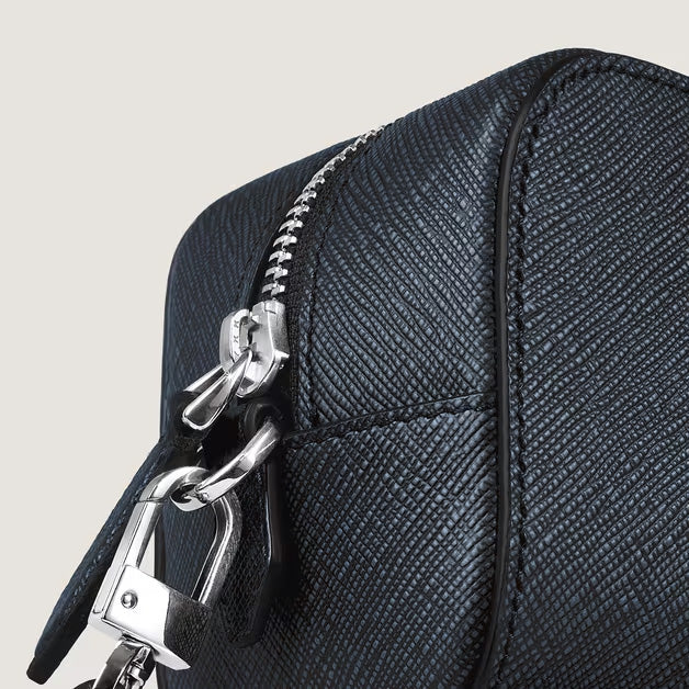 Montblanc small toiletry bag Sartorial blue tweed leather 221696