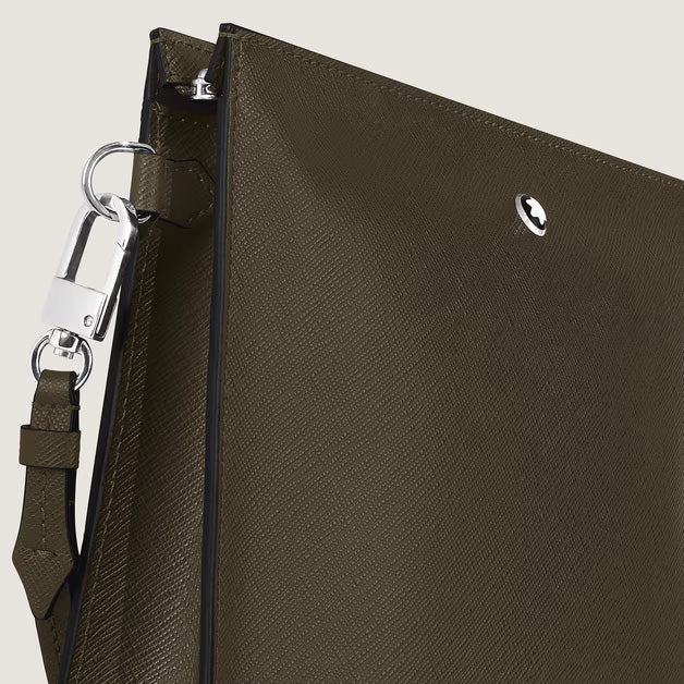 몽블랑 사토리얼 카키 가죽 클러치 백 221566