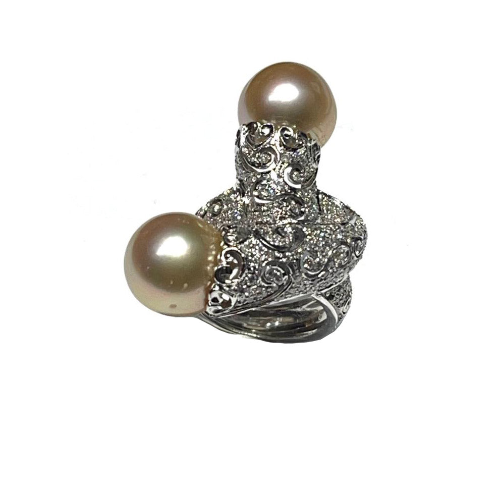 Capodagli anello Nodo Perle oro bianco 18kt diamanti e perle 0020A