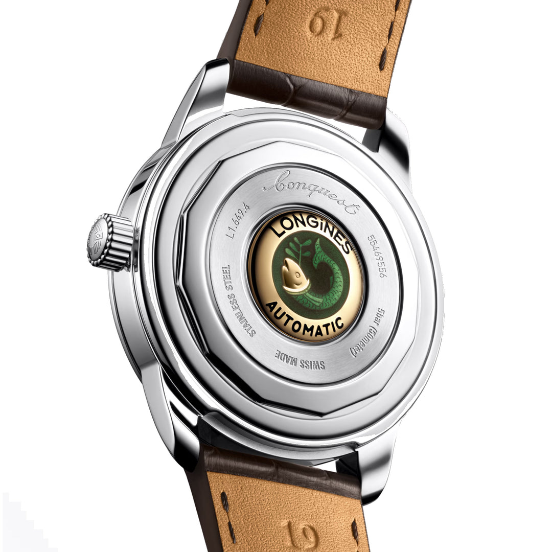 relógio automático longines Heritage 38 mm em aço marrom L1.649.4.62.2