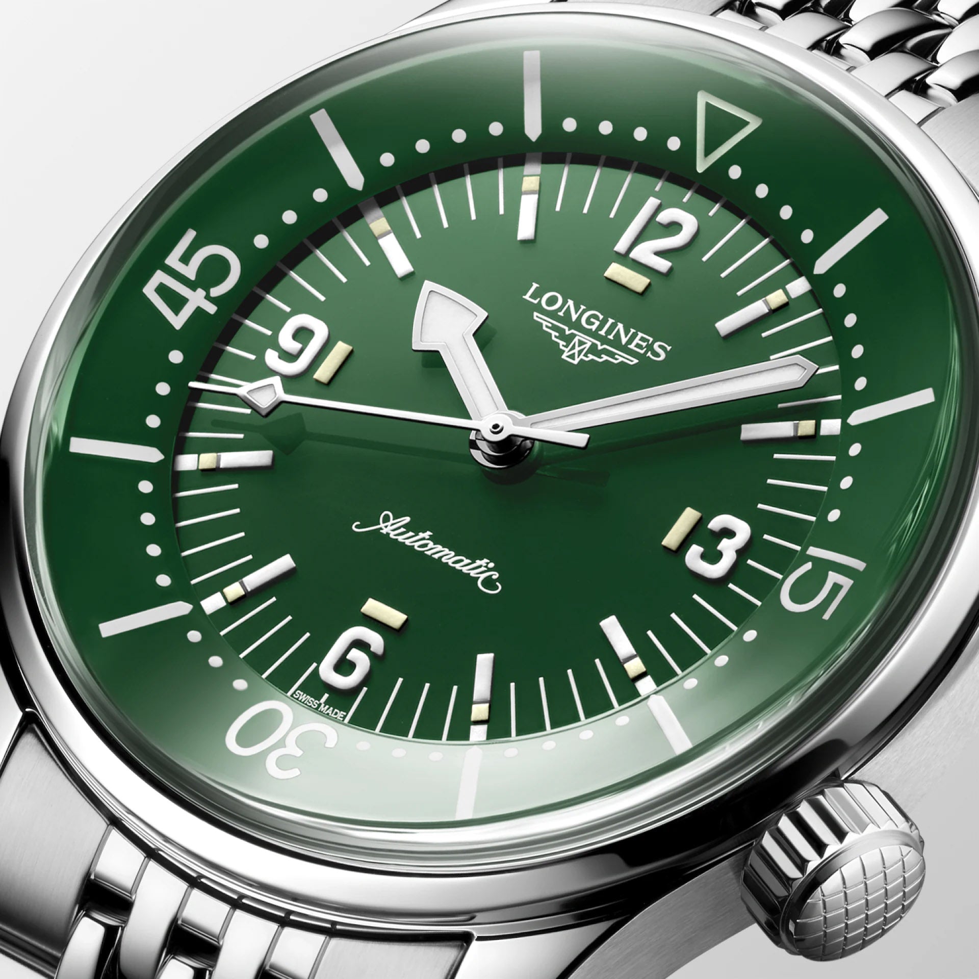 ロンジン レジェンド ダイバー 39mm グリーン 自動巻き スチール