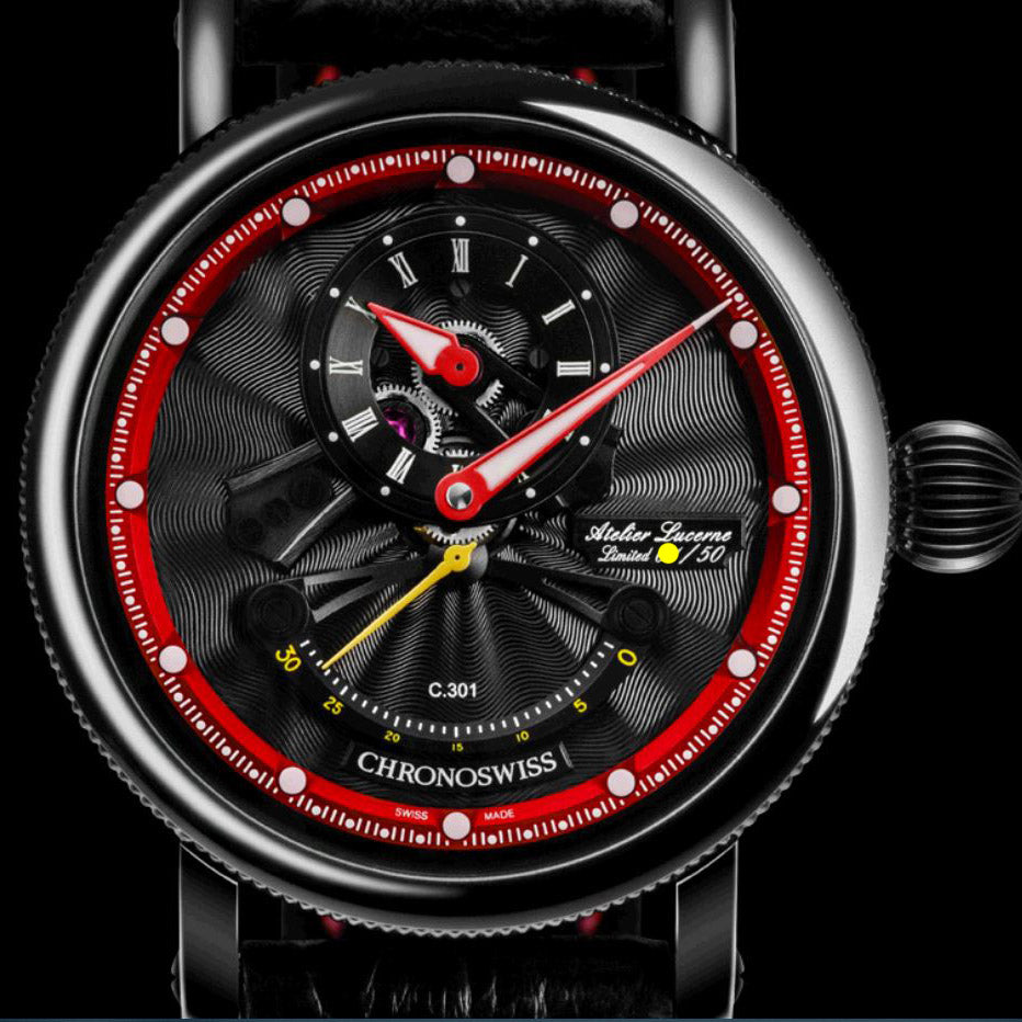 Chronoswiss Open Gear Clock Resec Limited Edition 50pezzi 44mm sort automatisk stål DLC finish Black CH-6925-BKRE