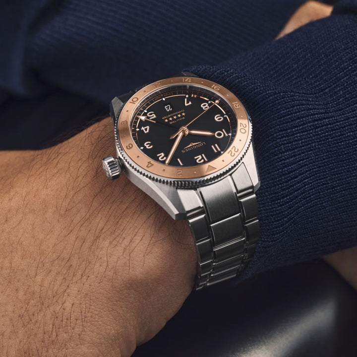 Longines Watch Spirit Zulu Zeit 1925 39 mm schwarzer automatischer Goldstahl L3.803.5.53.6