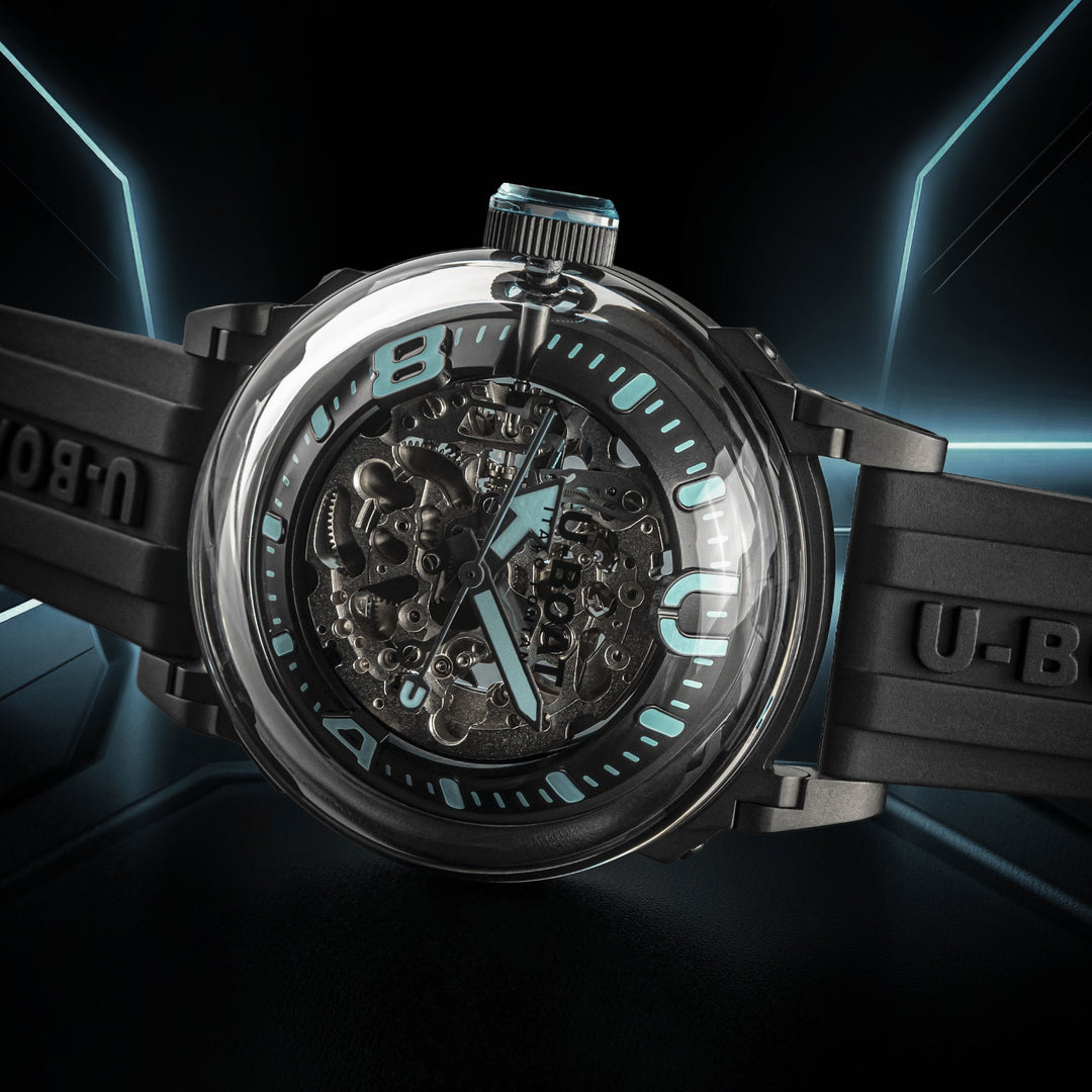 U-BOAT klocka U-65 44mm turkos automatisk stål svart PVD finish 3348