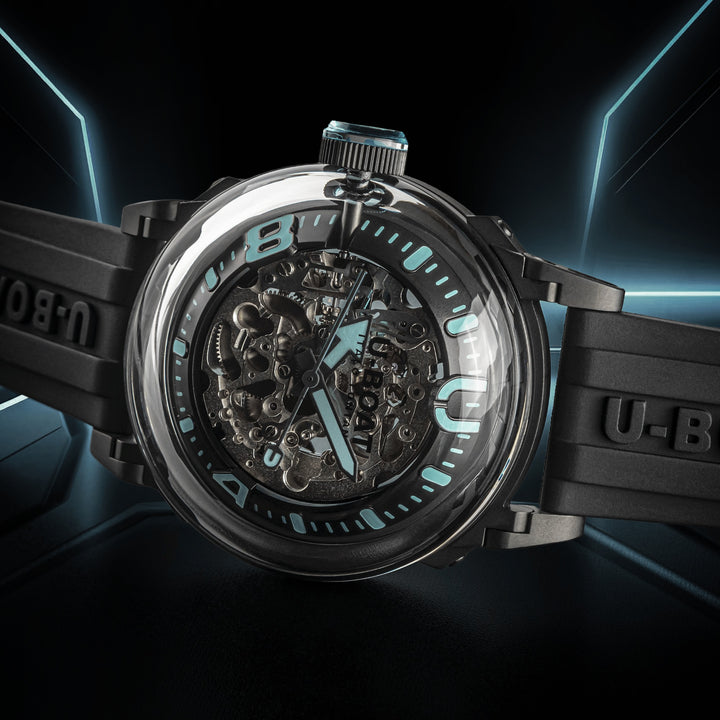 U-BOAT klocka U-65 44mm turkos automatisk stål svart PVD finish 3348