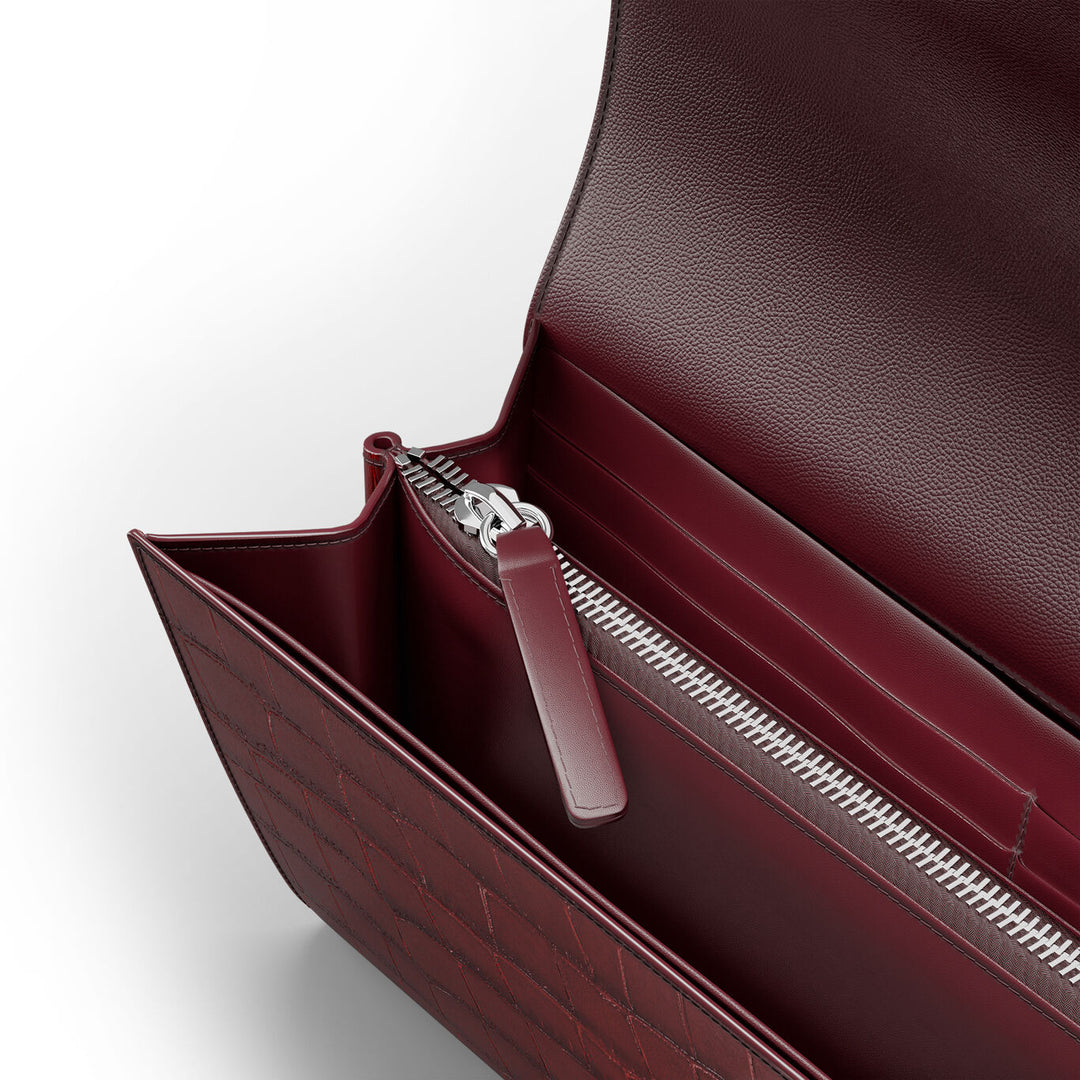 Carteira Giovanni Raspini selva continental croco couro branco bronze cor de vinho L0033