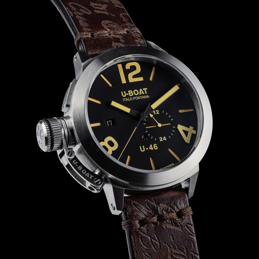 ساعة U-BOAT الكلاسيكية U-46 قطر 46 ملم، سوداء، أوتوماتيكية، فولاذ 4646