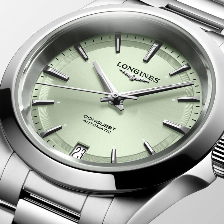 LONGINES CONQUEST 34MM WATCH AUTOMATIC GREEN STEEL L3.430.4.02.6