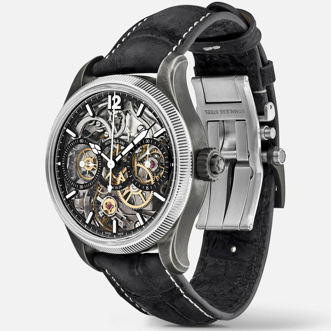 Montblanc Watch 1858 The Unveiled Secret Minerva Monopusher Chronograph limited edition - 88 specimens 43mm Manual Slopper Steel 131155