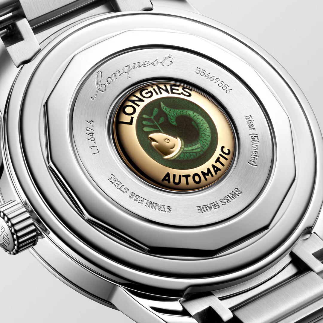 Longines Conquest Heritage Relógio automático azul de 38 mm em aço L1.649.4.92.6