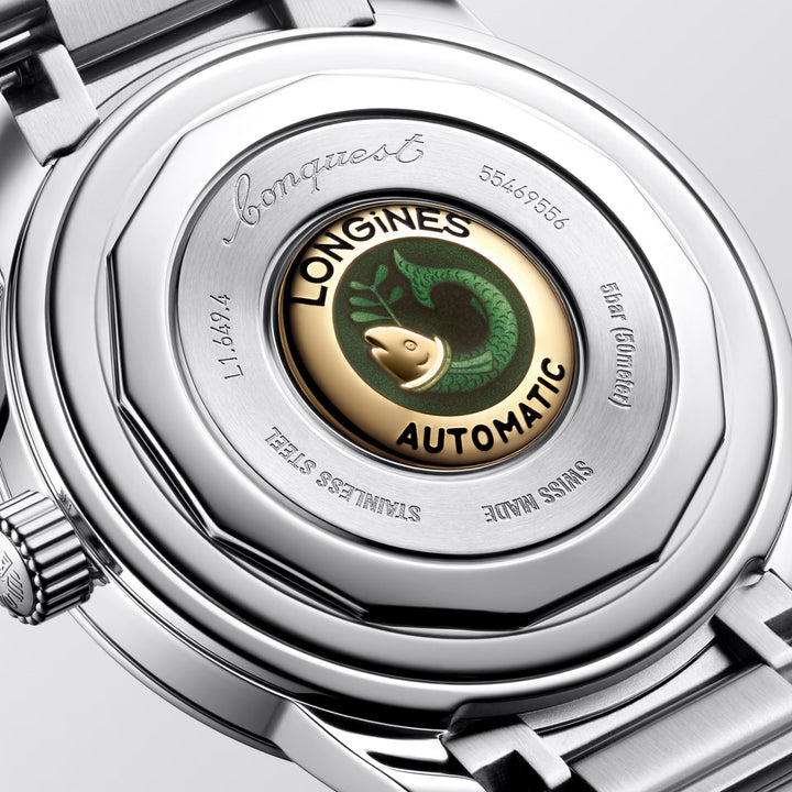 Longines Conquest Heritage Relógio automático azul de 38 mm em aço L1.649.4.92.6