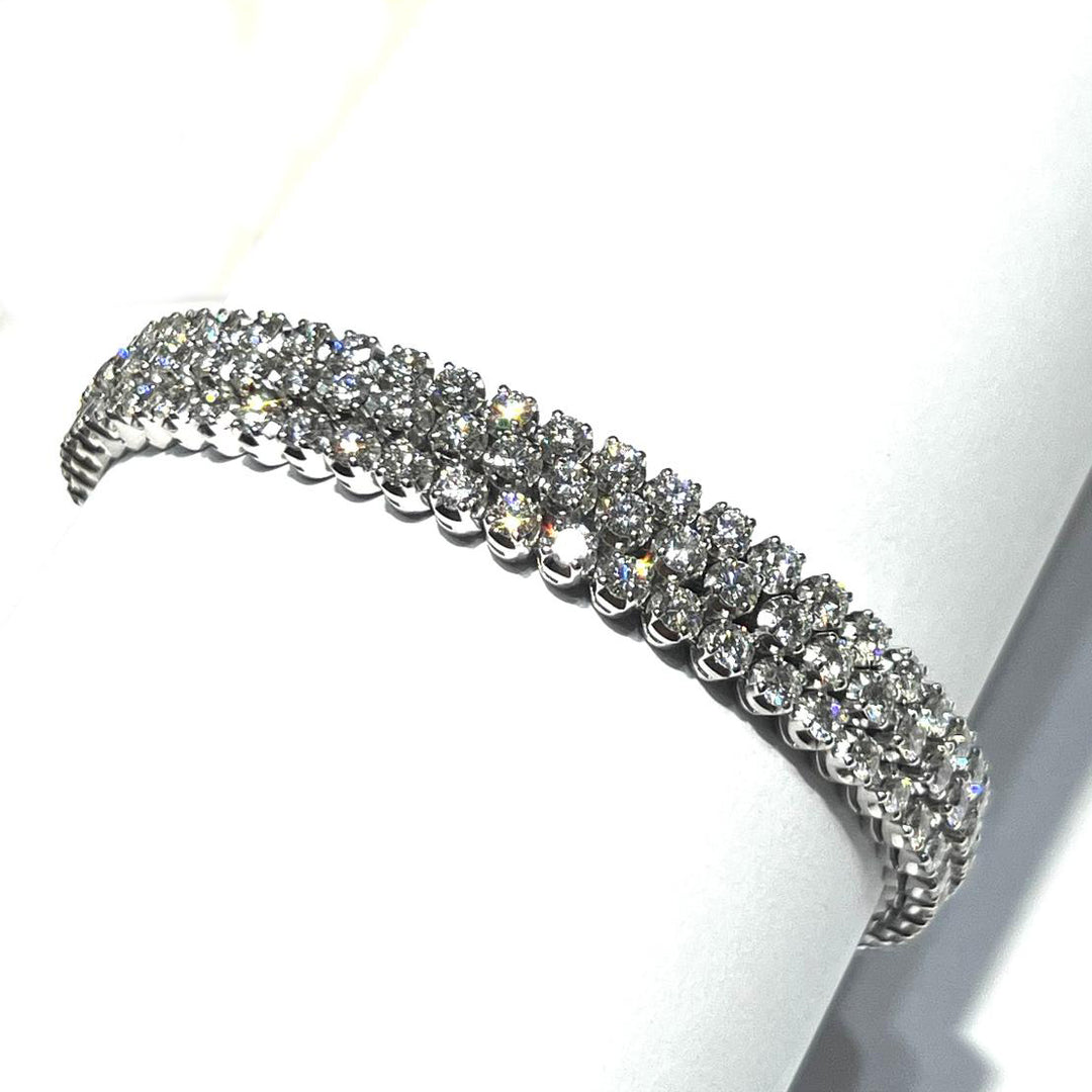 Triple gold tennis bracelet 18kt diamonds FCBT02890