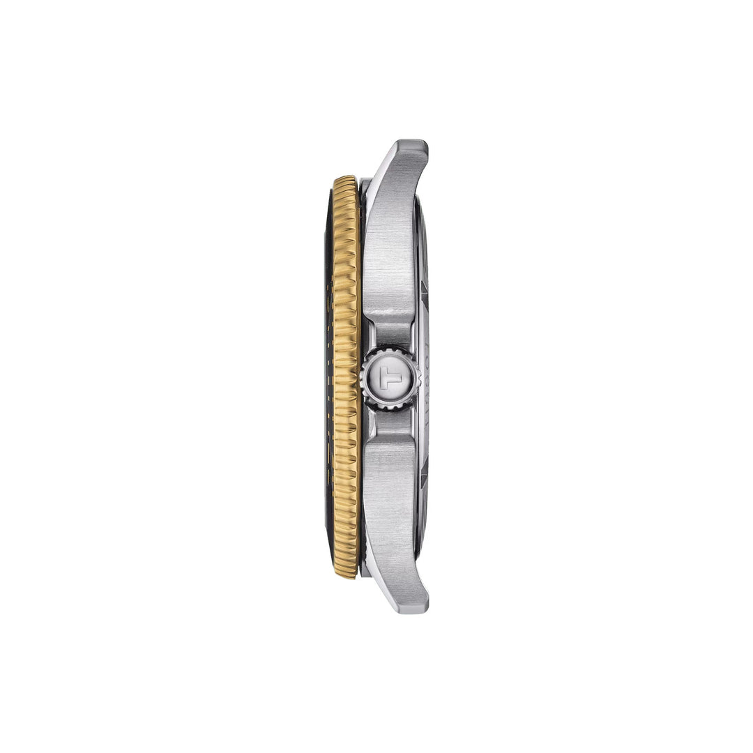 Tissot Seastar 1000 40mm Watch Black Quartz Steel PVD Finish Yellow Gold T120.410.22.051.00