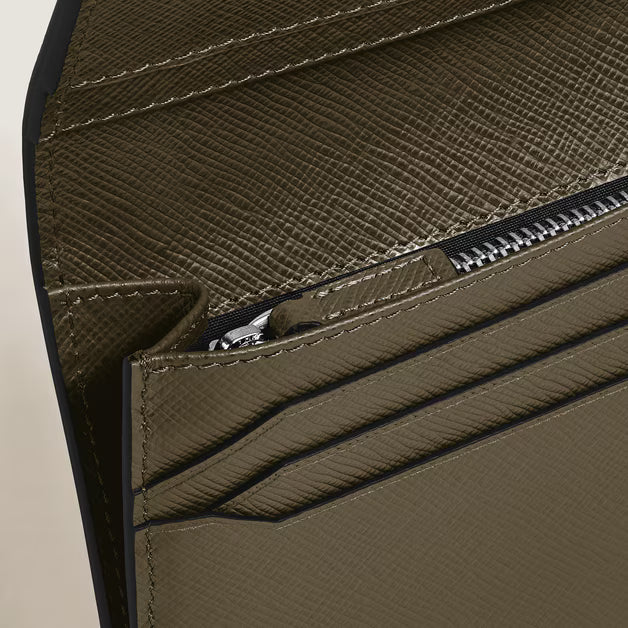 Portefeuille long Montblanc 14 poches Sartorial cuir kaki 221364